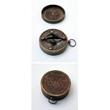 REAL SIMPLE...HANDTOOLED HANDCRAFTED POCKET SUNDIAL COMPASS WITH LID!!