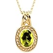 14K Yellow Gold Peridot and Pearl Pendant