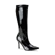 3 3/4 Inch Women's Sexy Boot Single Sole Knee High Stretch Black Gold Red