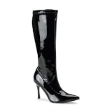 3 3/4 Inch Women's Sexy Boot Single Sole Knee High Stretch Black Gold Red