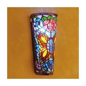 Wireless Butterfly Stained Glass Sconce Light by 