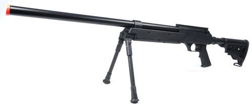 Spring M187B Bolt Action Sniper Rifle FPS-550 Collapsible Stock, Bipod Airsoft Gun