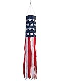 In the Breeze Stars and Stripes Embroidered Star Windsock, 40-Inches