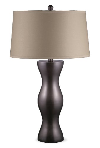 Lighting Enterprises T-1518/9433 Mission Bronze Table Lamp with Khaki Linen Hardback Shade