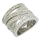 Women's Stone Band Clear Swarovski Crystal,Rhodium Ring, Size: 5-10