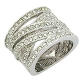 Women's Stone Band Clear Swarovski Crystal,Rhodium Ring, Size: 5-10