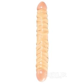 California Exotics Veined Double Dong, Ivory Duo, 12″