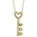 10k Gold 18 in. Thin Chain & 5/8 in (16mm) tall Key-To-My-Heart Pendant, w/ Brilliant Cut Peridot Stones