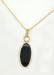 14K Yellow Gold Long Oval Black Onyx Pendant on 18