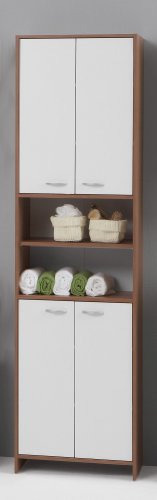 Badezimmermöbel Hochschrank Schrank Zwetschge/weiß Madr