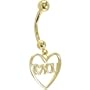 Solid 14kt Yellow Gold I Love You Heart Belly Ring