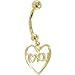 Solid 14KT Yellow Gold I LOVE YOU HEART Belly Ring