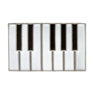 Piano Keys Keyboard Belt Buckle Chrome, Black & White Enamel