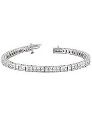 14KT White Gold Elegant Diamond Tennis Bracelet featuring 52 Channel Set Princess Cut Diamonds in a High Polished Setting. 8 7/8 CTW