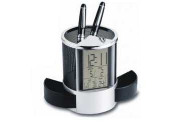 Digital Calendar/alarm Desk Caddy Mesh Clock