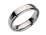 6mm Polished Titanium Ridged Edge Wedding Band