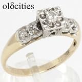 10K Yellow & White Gold Diamond Engagement Ring - OldCities Art Deco Jewelry