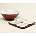 Red Capiz Platter Set with 4 White Serving Dishes