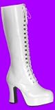 EXO2020 Sexy White Patent Lace Up Boots