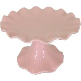 Click here to buy Pink or White Ceramic Pie Crust Fluted Cake Stand or Plate, PinkLarge by Creative Co-op.