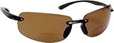 Coyote Eyewear BP-5 Rimless Polarized Reader Sunglasses (+2.00 Power,Tortoise/Gray)