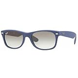 Ray Ban New Wayfarer Sunglasses RB2132 811/32 Light Blue Rubber/Crystal Grey Gradient 52mm