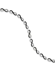 Sterling Silver Black And White Diamond Figure Eight Bracelet, Best Quality Free Gift Box Satisfaction Guaranteed