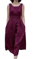 Summer  Belted Sleeveless Cotton/Linen  Dress With a Bow(s)