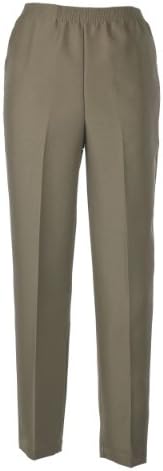 Poly Gaberdine Slacks - Pull On Style with Elastic Waist For Dressing Ease -Wide Range of Sizes (16 Petit, Taupe)