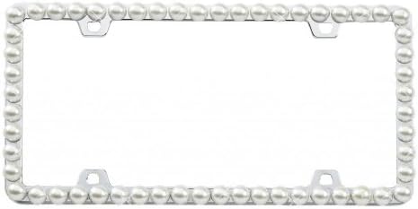 Car Candy 121-PPXX Faux Pearl Bling License Plate Frame