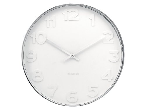 Karlsson KA4383 Wanduhr Mr. White Numbers Stahl poliert