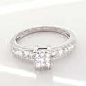 0.50 Carat Princess with Round Brilliant Diamond Engagement Ring in 18ct Solid White Gold