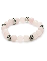 King Baby 10mm Rose Quartz Bead Bracelet with Roses