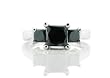 2.00ct tw Black Princess Cut Diamond Three Stone Ring in 14K White Gold.