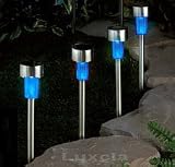 from Luxcia 4 x Blue Solar Garden Light Led - Stainless Steel - Mini Stick Post Path Marker Border