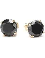 3 CT Black Diamond Stud Earrings 14k Yellow Gold