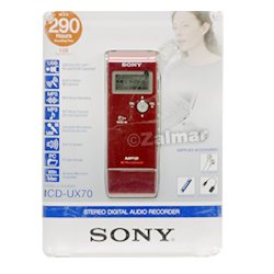 Sony ICDUX70RED Digital Voice Recorder MP3 Stereo Recording and Playback