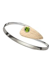 Ed Levin, Copenhagen Swing Bracelet, Peridot, .925 Sterling Silver & 14K Gold, Sizes S - L, Expandable