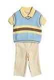 B.T. Kids Newborn Boys (0-9mo) 3pc blue striped sweater vest and khaki pants set