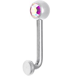 14 Gauge 5mm Aurora Gem Vertical Hood Piercing -7/16" 2mm Rise