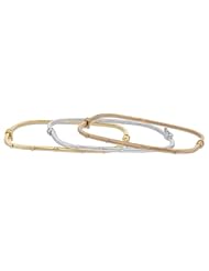 14K Tri Color Yellow White Rose Gold Ladies (3 in 1) Hollow 2.0mm Bangle Bracelet