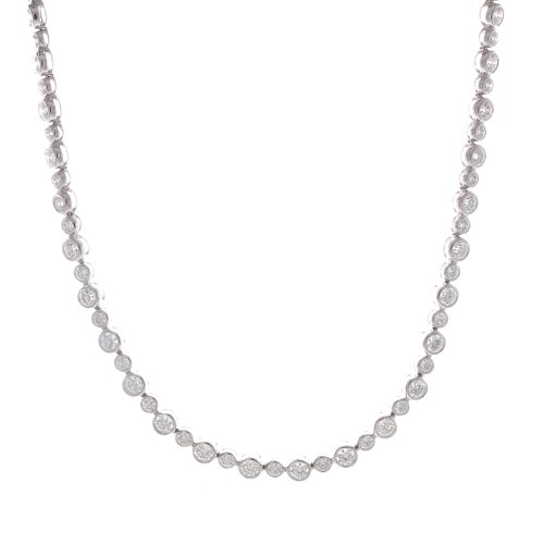 14k White Gold 4.87 Carat Diamond Chain Necklace 
