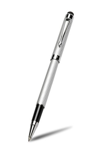 VIPERTEK Premier 2-in-1 Capacitive Stylus and Executive Pen for Kindle Fire, Apple iPad 2, iPhone 4 4S, iPod Touch, Asus Eee Pad Transformer, Samsung Galaxy Tab, Toshiba Thrive, Acer Iconia, Motorola Xoom, HP TouchPad & Other Touchscreen Devices (Metallic Silver)-VIPERTEK