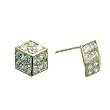 14K Yellow Gold CZ 10mm Dice Stud Earrings