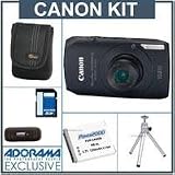 Canon PowerShot SD4000IS Digital ELPH Camera Kit - Black - with 8GB SD Memory Card, Camera Case, Spare NB-6L Type Lithium-ion Battery, Table Top Tripod, USB 2.0 SD Card