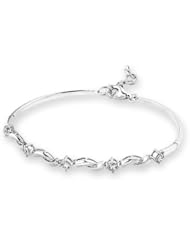 18K White Gold Five Stones Diamond Accents Bangle