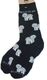 New! Pair of Bichon Frise Socks Black Size 9-11