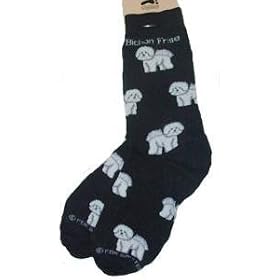 Buy For Bare Feet Pair of Bichon Frise Socks Black Size 9-11 by For Bare Feet