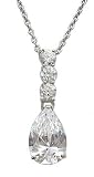 Sterling Silver Pear Cut CZ Pendant with 18 inches Chain
