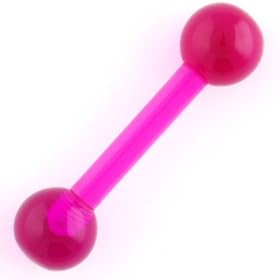 Acrylic Straight Barbell: 8g 5/8" UV Purple, Acrylic Balls: 8mm